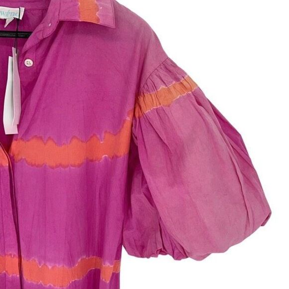 WKND Womens Collared Puff Balloon Sleeve Frock It Dress Pink Size Large NWT - Picture 5 of 10